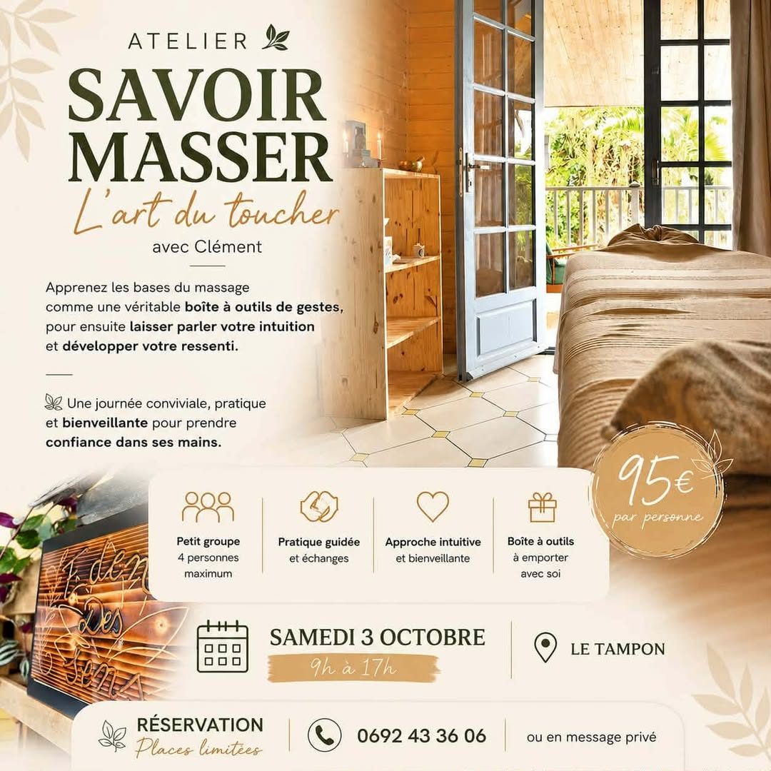 Affiche de l'atelier Savoir masser avec Clément, 95 € par personne